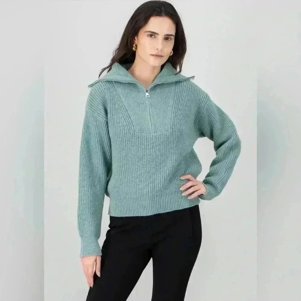 Studio Park x Courtney Khondabi‎ Cozy 1/4 Zip Sweater Black size 2X